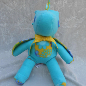 Large Turquoise and Yellow Flower Print Dragon