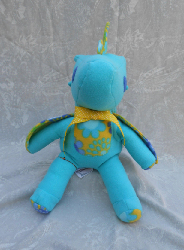 Large Turquoise and Yellow Flower Print Dragon