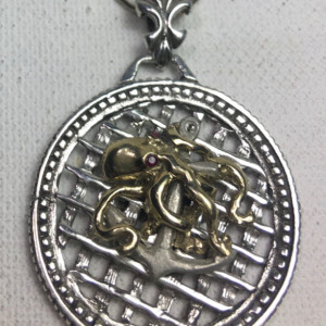 10 Karat Gold Octopus sterling silver Anchor medallion