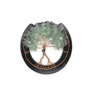 Horseshoe Tree of Life with Matte Purple and Green Quartz Chips