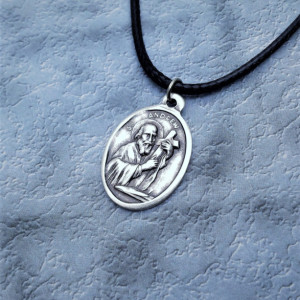 Personalized Saint Andrew Necklace. Patron Saint of Fishermen and Singers