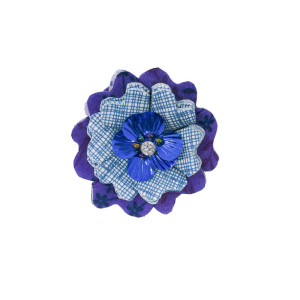 Blue with Purple Handmade Flower Hair Clip | Youth Hair Accessories | Handmade Hair Clips | Hair Barrette | Cotton Fabric | Custom-made