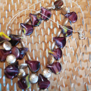 Metallic Discs Purple Swirl Necklace