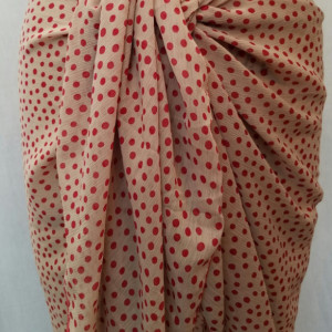 Beach sarong, scarf, wrap, shawl, skirt tan red polka dots
