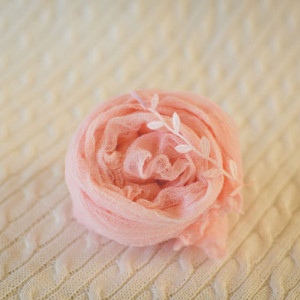  Super Adorable Peach Blush Cheesecloth Wrap & Headband Set 