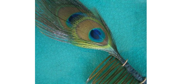 Peacock Feather Hair Comb