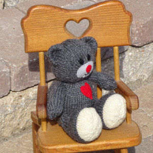 Bear, Knitted Toy, Teddy Bear, Grey Bear, Wool Toy, Hand Knitted Toy, Ready To Ship, Kids Bear