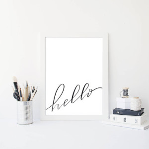 Hand Lettered Hello Print - 8x10