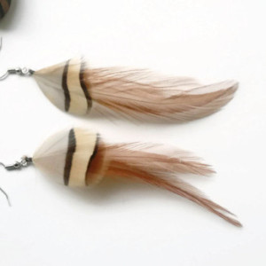 Brown Feather Earrings - Chukar Partridge Earrings  Feather Earrings - Natural Feathers