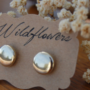 Small Round Metallic Gold Button Stud Earrings