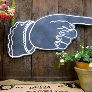 Chalkboard Pointing Finger Wall Hanging - Hand Painted