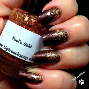 Nail Polish - "Fool's Gold" - Holographic Copper Brown Glitter - Hand Blended - 0.5 oz Full Sized Bottle
