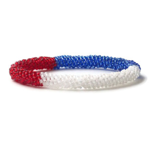 Red, White and Blue Seed Bead Bangle