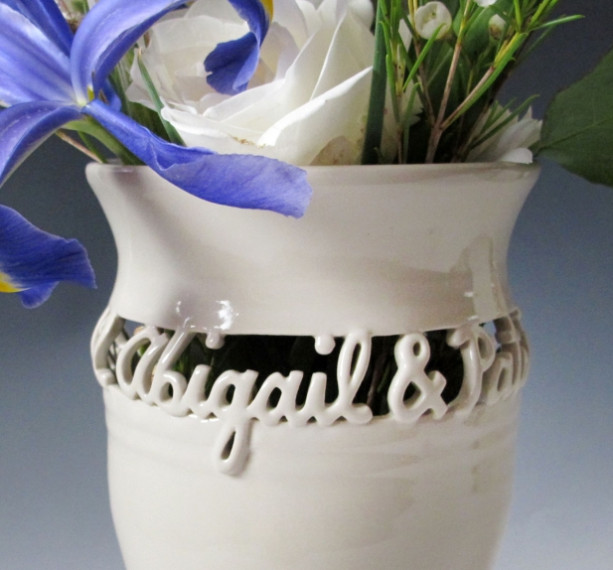 Personalized Wedding Vase with Names and Date
