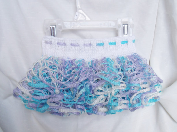 Pastel Knit Ruffle Skirt, Baby Knit Skirt, Light Blue, Lavender, White