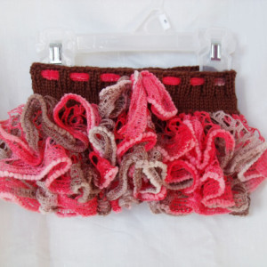 Autumn Ruffle Skirt, Knit Baby Skirt, Infant, Newborn, Photo Prop, Tutu Skirt, Brown, Tan, Coral, Pink