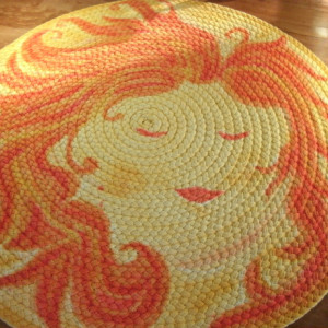 50" Sun Lady rug created from natural USA organic cotton