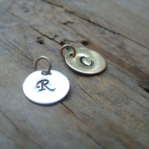 Sterling Silver Small Personalized Initial Double Charm Necklace 