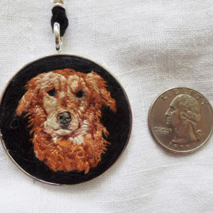 Golden Retriever hand Embroidered Necklace