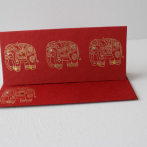 Set of 5 Gold Embossed Elephant Cards - Any occasion 