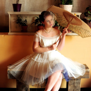Amy - 1950's Vintage Reworked Wedding Dress/ Short Wedding Dress/ Reception Dress/ Colored Sash