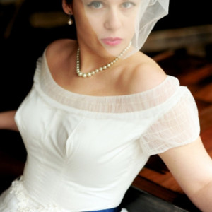 Amy - 1950's Vintage Reworked Wedding Dress/ Short Wedding Dress/ Reception Dress/ Colored Sash