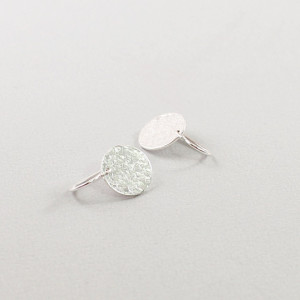 Handmade sterling silver earrings, hammered disc earring,  simple earrings