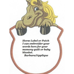 Horse Quilt Label - free shipping on labels