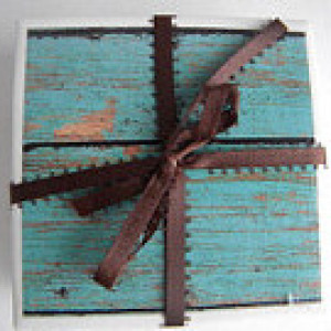 Shabby Chic, Barn Wood, Nautical Look Set of 4 Drink Coasters, Great Housewarming or Wedding or Bridal Shower Gift