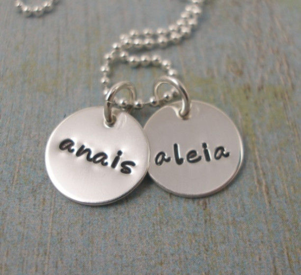 Personalized Sterling Silver Jewelry - Hand Stamped Necklace - Sterling Silver Mommy Necklace - Jewelry by Tiny Tokens