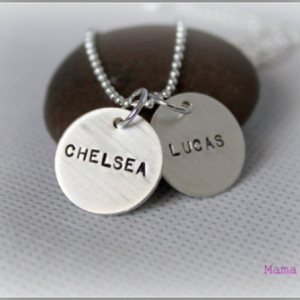 Two-Disc Sterling Silver Hand Stamped Necklace