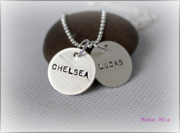 Two-Disc Sterling Silver Hand Stamped Necklace