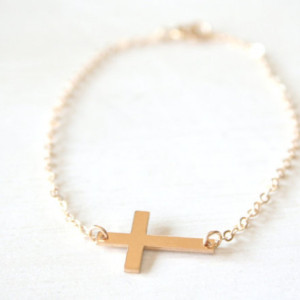 Gold Filled Sideways Cross Bracelet