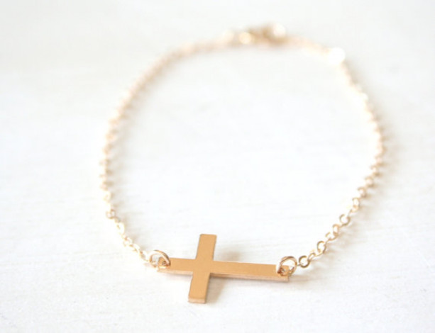 Gold Filled Sideways Cross Bracelet
