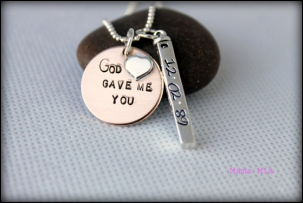 God Gave Me You Gold Filled and Sterling Silver Personalized Hand Stamped Necklace