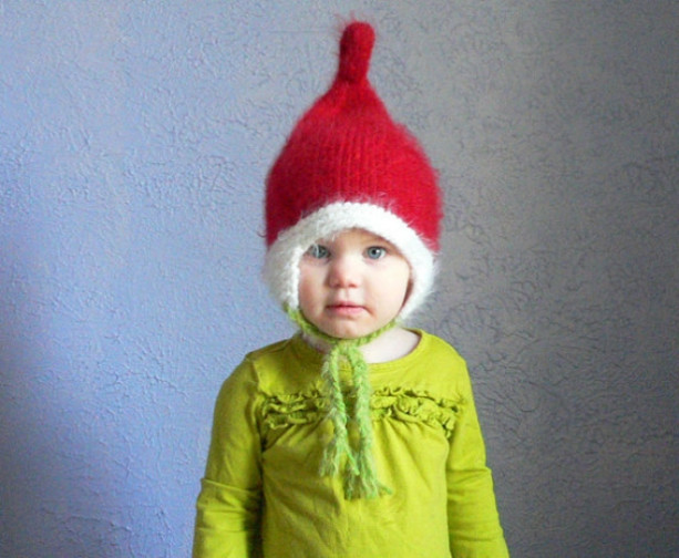 Kids Elf Winter Pixie toddler Hat with Strings  Winter hats for Children
