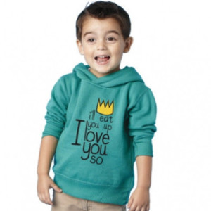 Turquoise Toddler Hood Sweatshirt-I'll eat you up I love you so-Wild Things
