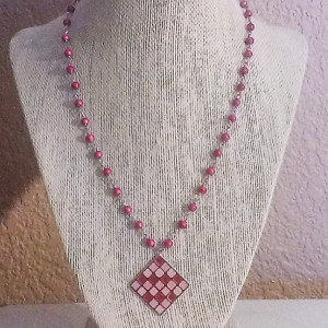 Pink Checkerboard Necklace