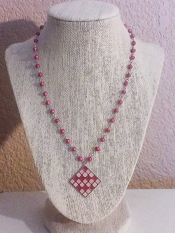 Pink Checkerboard Necklace