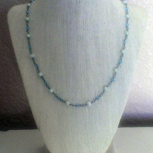 Down By The Sea:  Blue Pearl & Crystal Necklace