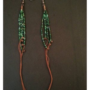 Seed bead earrings - Forest Green