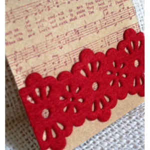 Aged Gift Tags Christmas Carol Music, felt lace