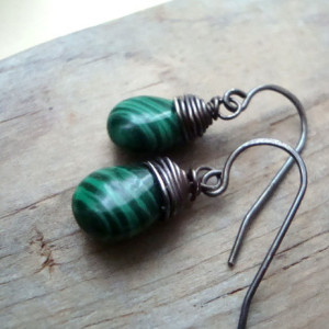 Forest Green Malachite Earrings 