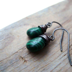 Forest Green Malachite Earrings 