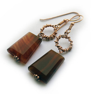 Carnelian Trapezoid Copper Earrings