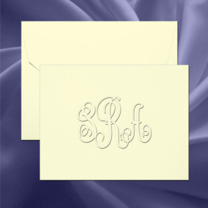 Traditional Monogram Embossed Folded Note Cards(RT07A)