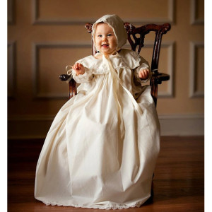 Custom Christening Baby Infant Baptism Gown Bonnet Hat Cotton Satin 5 Styles 