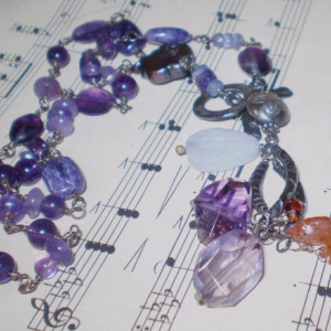 Royal Purple Sterling  and Semiprecious Necklace
