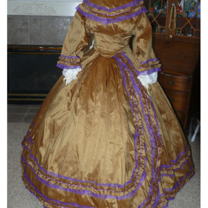 Silk Civil War Reenactment Victorian Dinner Ball Gown Southern Belle Dress Set Ladies Ruching CUSTOM Satin available