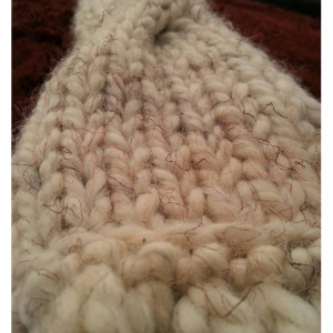 Chunky wool blend cable knit scarf with fringe - Winter White